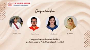 Brilliant performance in P.U. Chandigarh results.